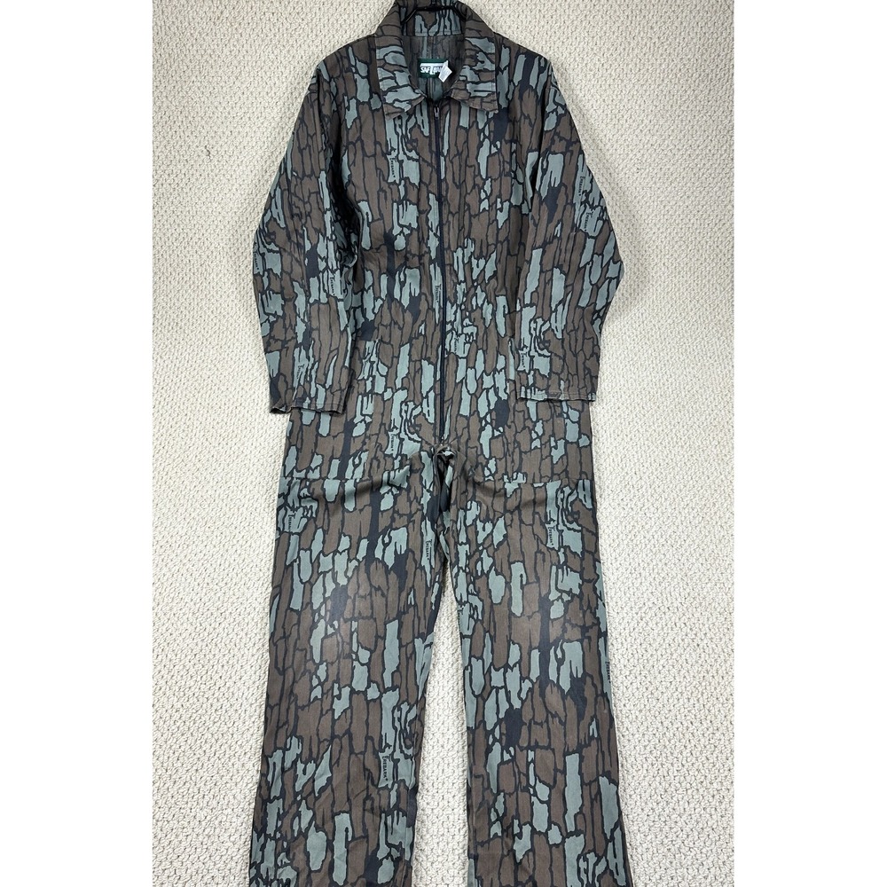 Vtg Saftbak Coveralls Mens L Trebark Camo Outdoor Hunting Jumpsuit USA Made